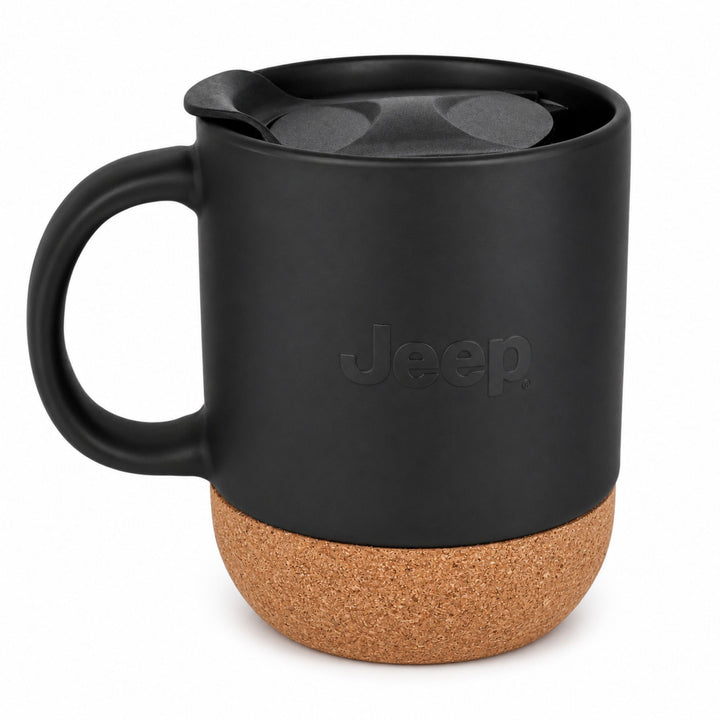 Jeep Premium 300 ml Ceramic Coffee Mug with Cork Base & Lid – Matte Black