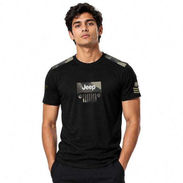 Jeep Camo Grill Round Neck T-Shirt | Premium Cotton Graphic Tee