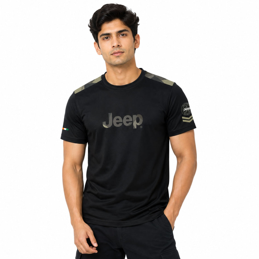Jeep Men's Camo Round Neck T-Shirt – Premium Casual Outdoor Crew Neck Tee