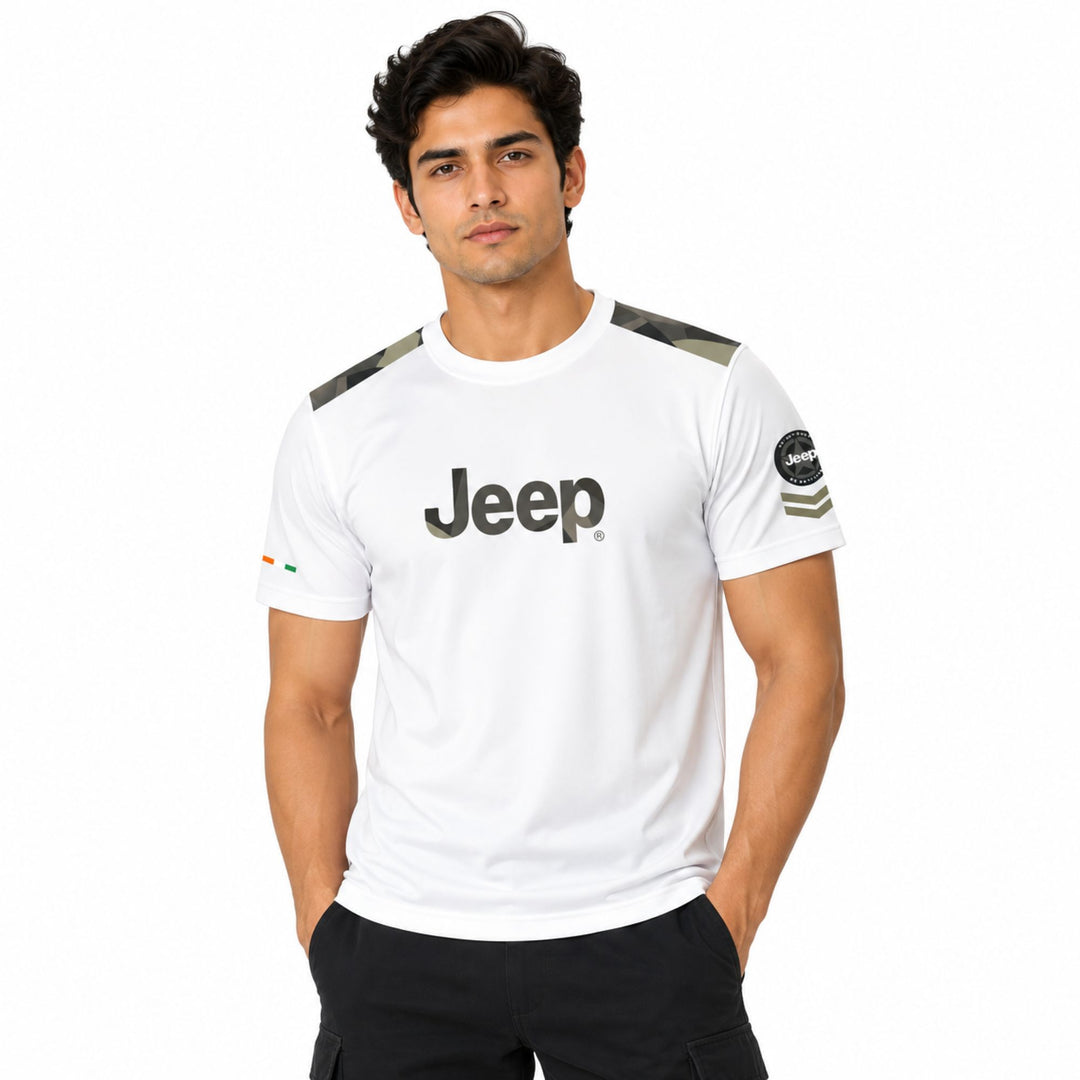 Jeep Men's Camo Round Neck T-Shirt – Premium Casual Outdoor Crew Neck Tee