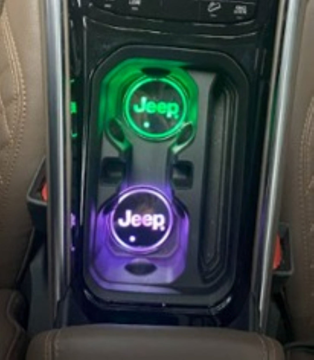 Jeep 7-Color RGB LED Illuminated Cup Holder Coasters (Pair)