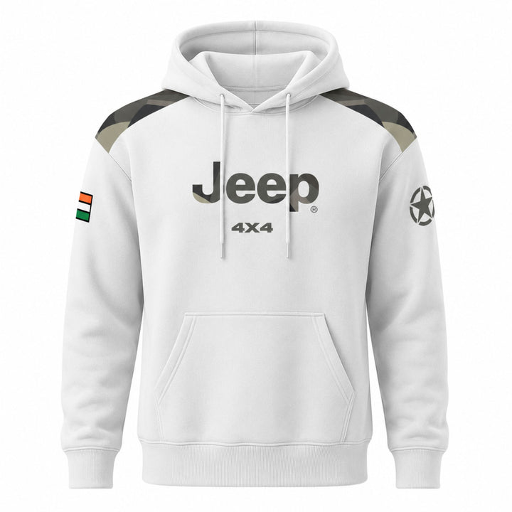 Jeep Star Hoodie – White | Premium Pullover Hooded Sweatshirt