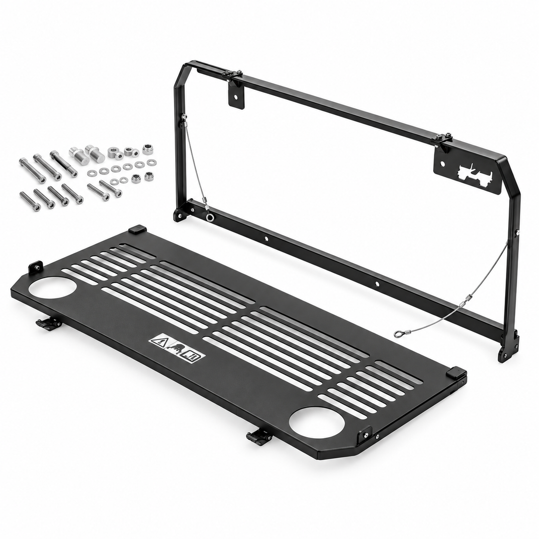 Tailgate Table – Black Powdercoated Steel – Jeep Wrangler
