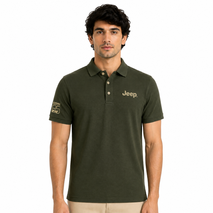 Jeep 85th Anniversary Olive Green Polo T-Shirt for Men