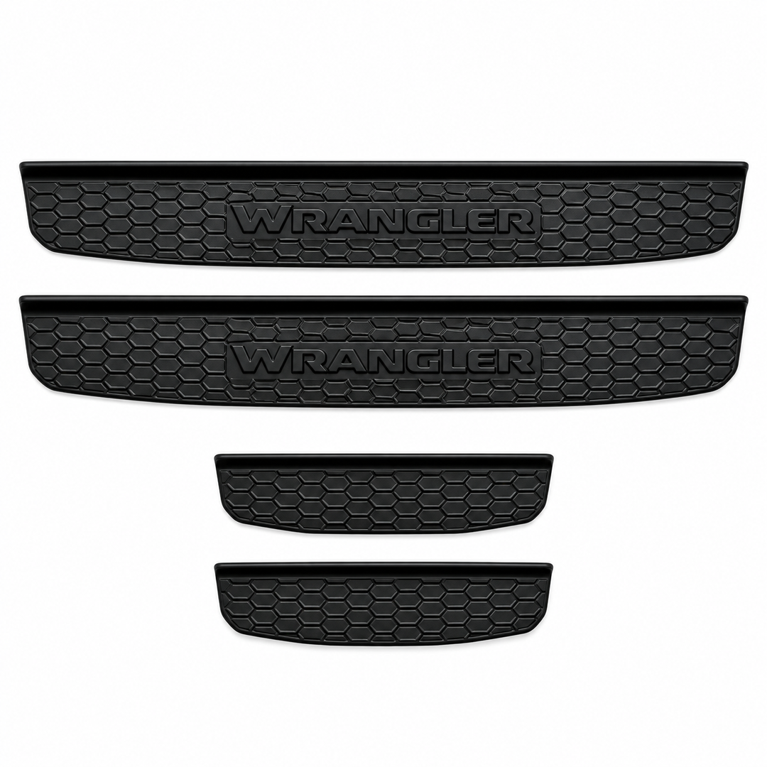 Jeep Wrangler Door Sill Guards – Black Plastic, 4-Door Models, Set of 4