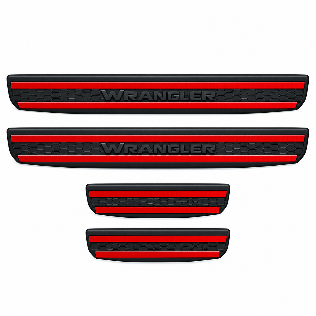 Jeep Wrangler Door Sill Guards – Black Plastic, 4-Door Models, Set of 4