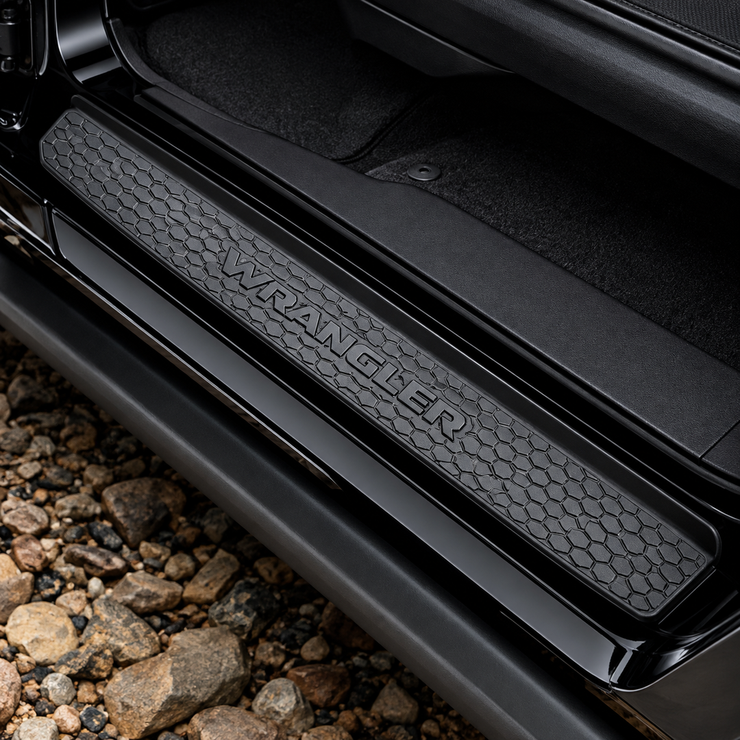 Jeep Wrangler Door Sill Guards – Black Plastic, 4-Door Models, Set of 4