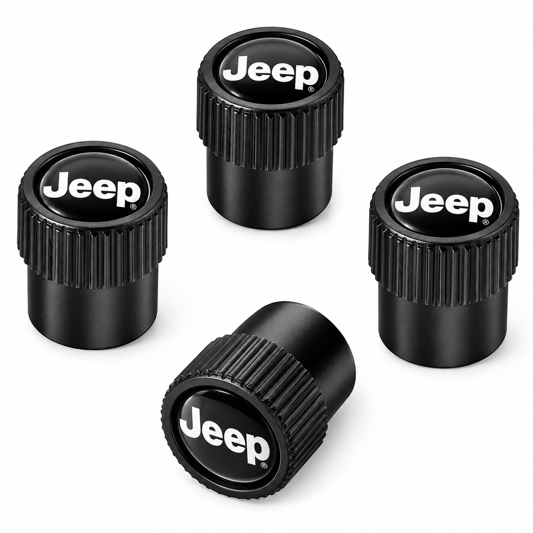Jeep Black Tire Valve Caps Set of 4 with Jeep Logo