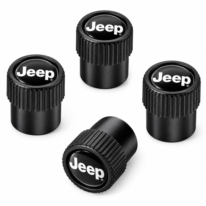 Jeep Black Tire Valve Caps Set of 4 with Jeep Logo
