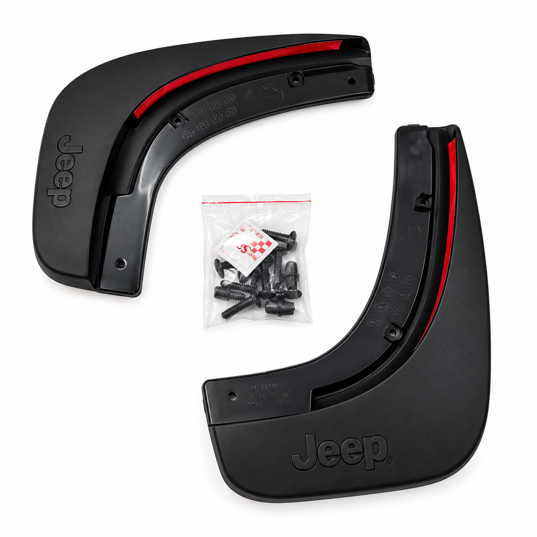 Jeep Front Mud Flaps – Black Splash Guards with Jeep Logo