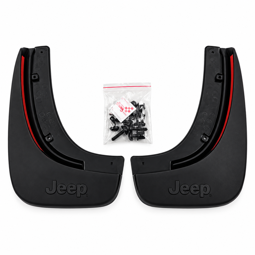 Jeep Front Mud Flaps – Black Splash Guards with Jeep Logo