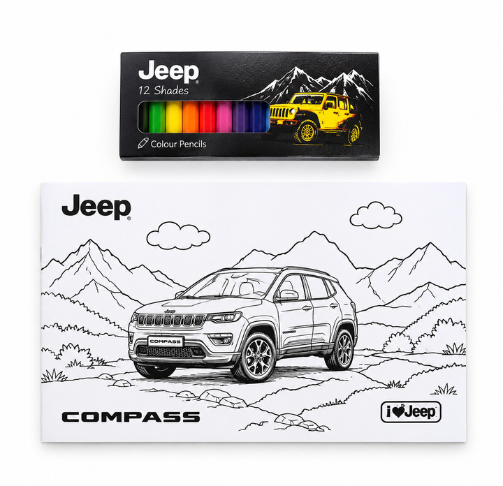 Jeep 12 Shades Colour Crayon & Colouring Book – Kids Activity Set