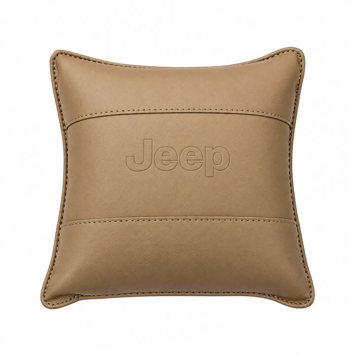 Jeep Small Vinyl Cushion – Beige Embossed Car Seat & Backrest Cushion