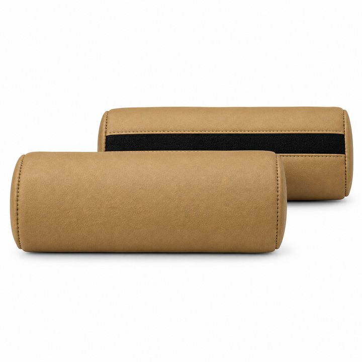 Jeep Tan Leatherette Car Neck Rest Cushion Set of 2