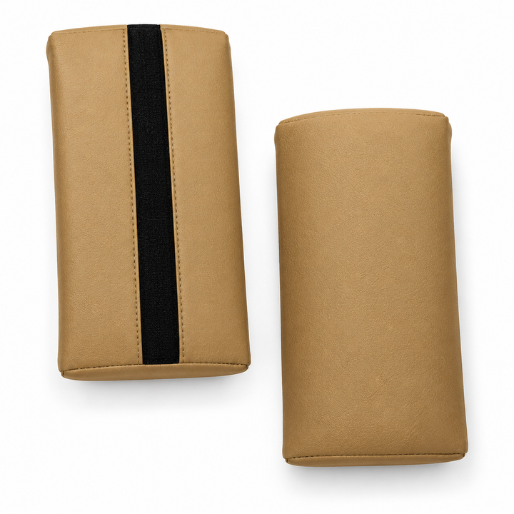 Jeep Tan Leatherette Car Neck Rest Cushion Set of 2
