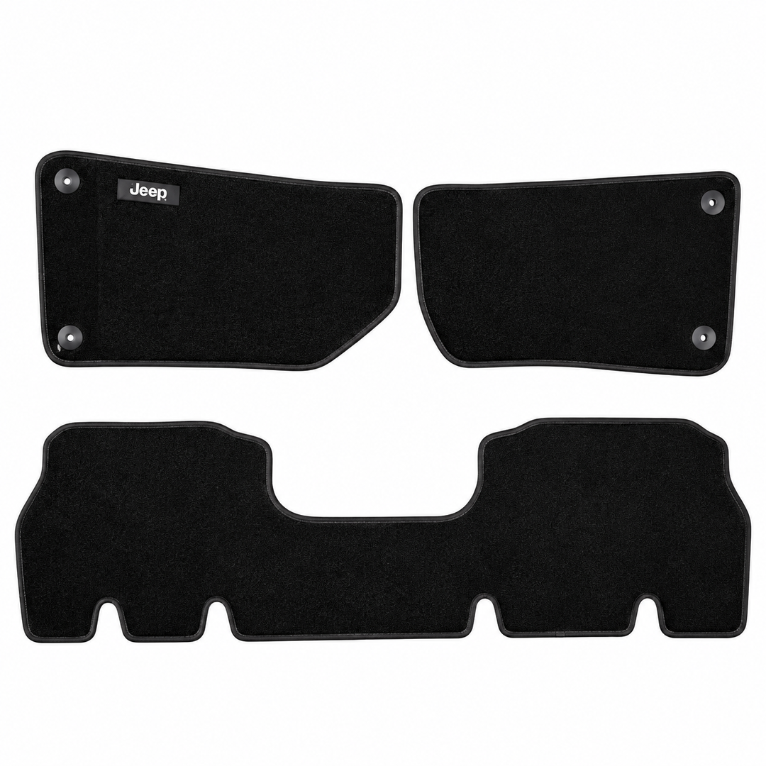 Jeep Black Carpet Car Floor Mats – Premium 3-Piece Interior Floor Mat Set