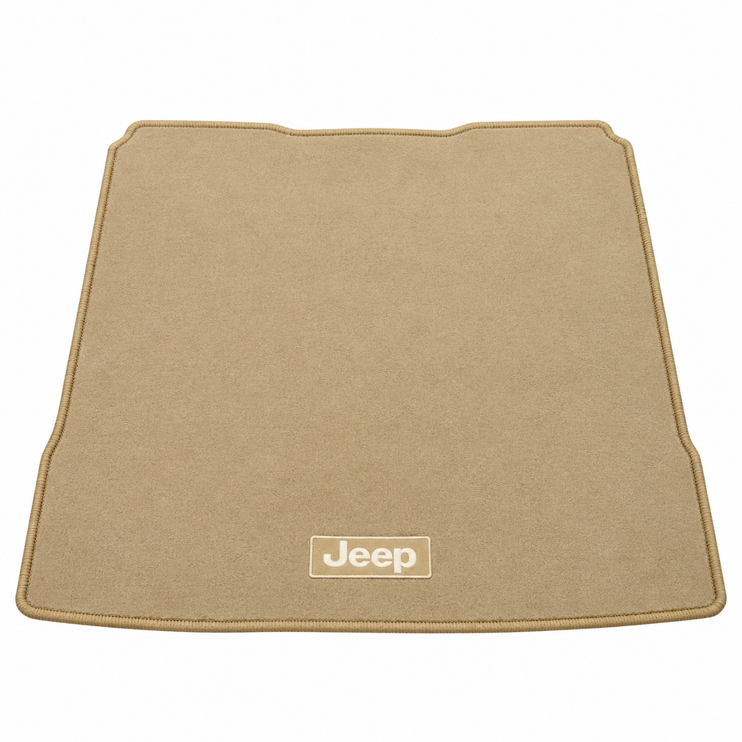 Jeep Beige Car Boot Mat – Premium Carpet Cargo Liner with Jeep Logo