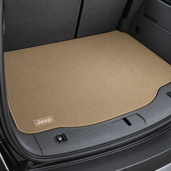 Jeep Beige Car Boot Mat – Premium Carpet Cargo Liner with Jeep Logo