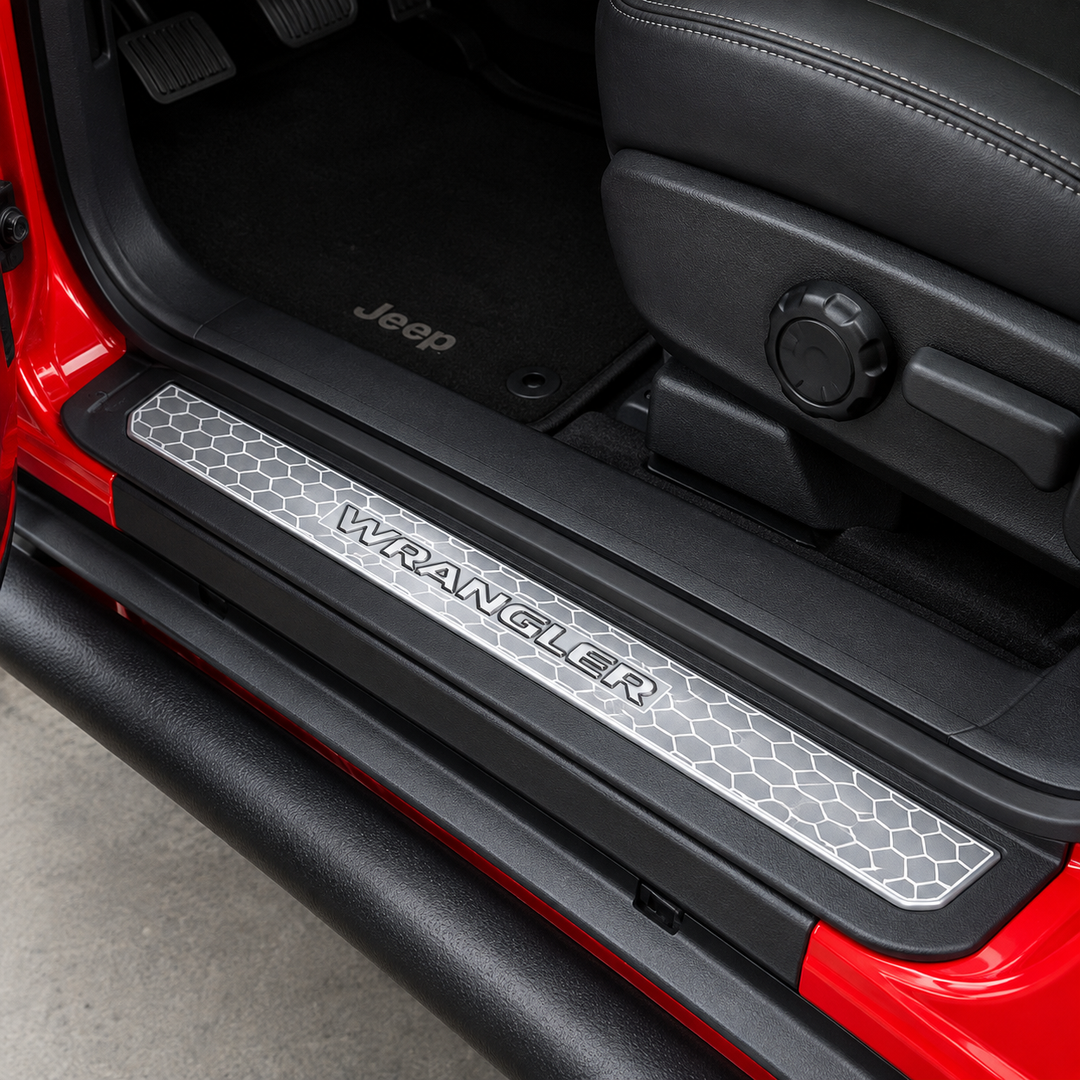 Jeep Wrangler Door Sill Moulding – Chrome Door Entry Scuff Plate Set