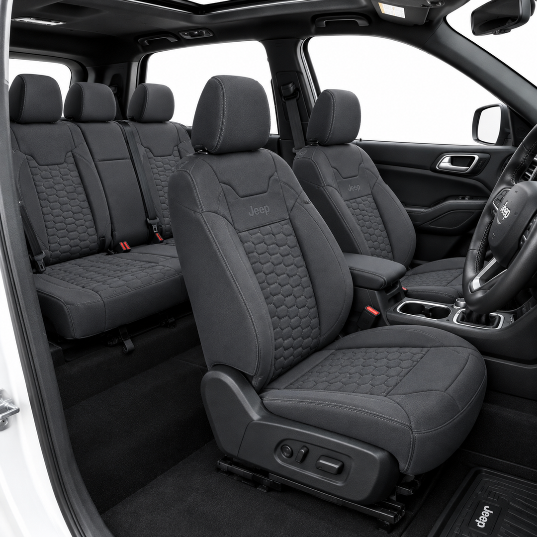 Jeep Premium Black Seat Covers – Honeycomb Quilted Car Seat Cover Set
