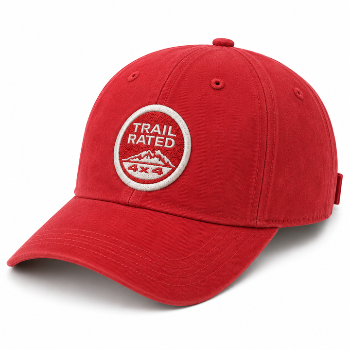 Jeep Trail Rated Embroidered Red Cap