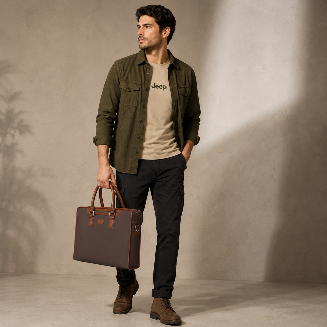 Jeep Laptop Bag Brown – Premium Rugged Travel Gear | Gear Jeep India
