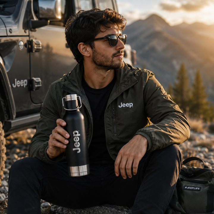 Jeep Premium Insulated Stainless Steel Camping Bottle – Black