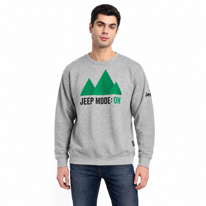 Jeep Mode On Men's Grey Graphic Sweatshirt