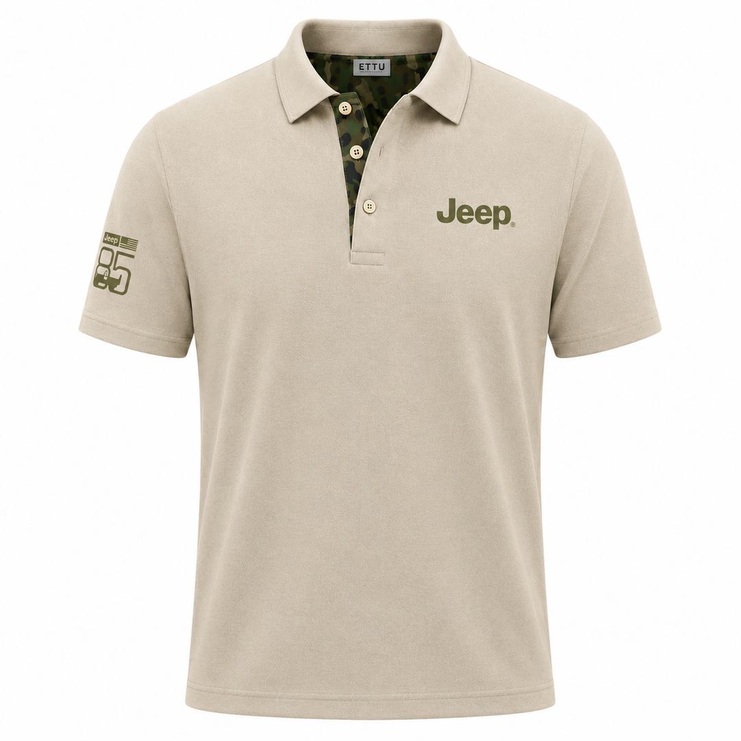 Jeep Men's 85th Anniversary Beige Polo T-Shirt