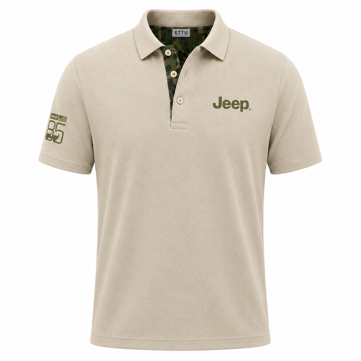 Jeep Men's 85th Anniversary Beige Polo T-Shirt