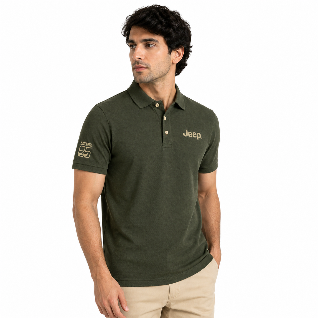 Jeep 85th Anniversary Olive Green Polo T-Shirt for Men
