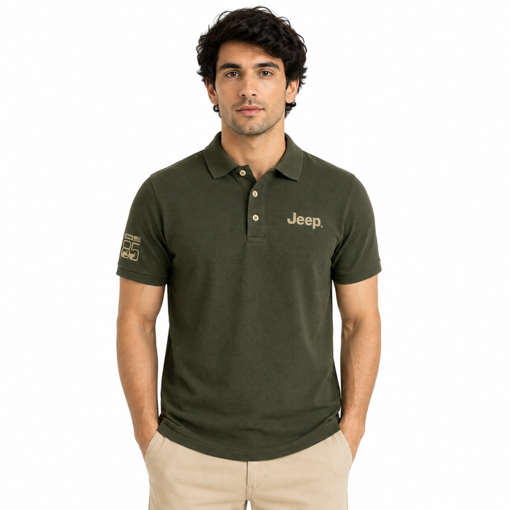 Jeep 85th Anniversary Olive Green Polo T-Shirt for Men