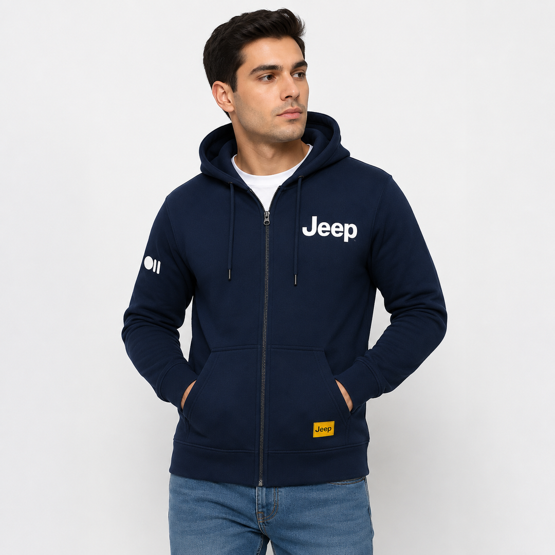 Jeep Sweatshirt Hoodie with Zip - Seven Slot