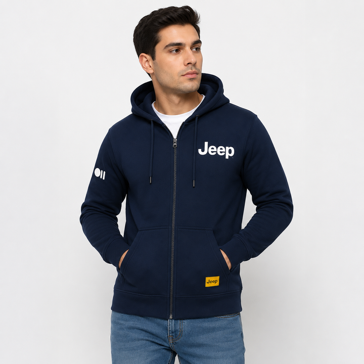 Jeep Sweatshirt Hoodie with Zip - Seven Slot