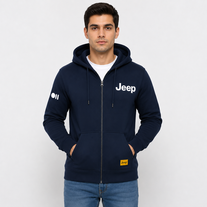 Jeep Sweatshirt Hoodie with Zip - Seven Slot