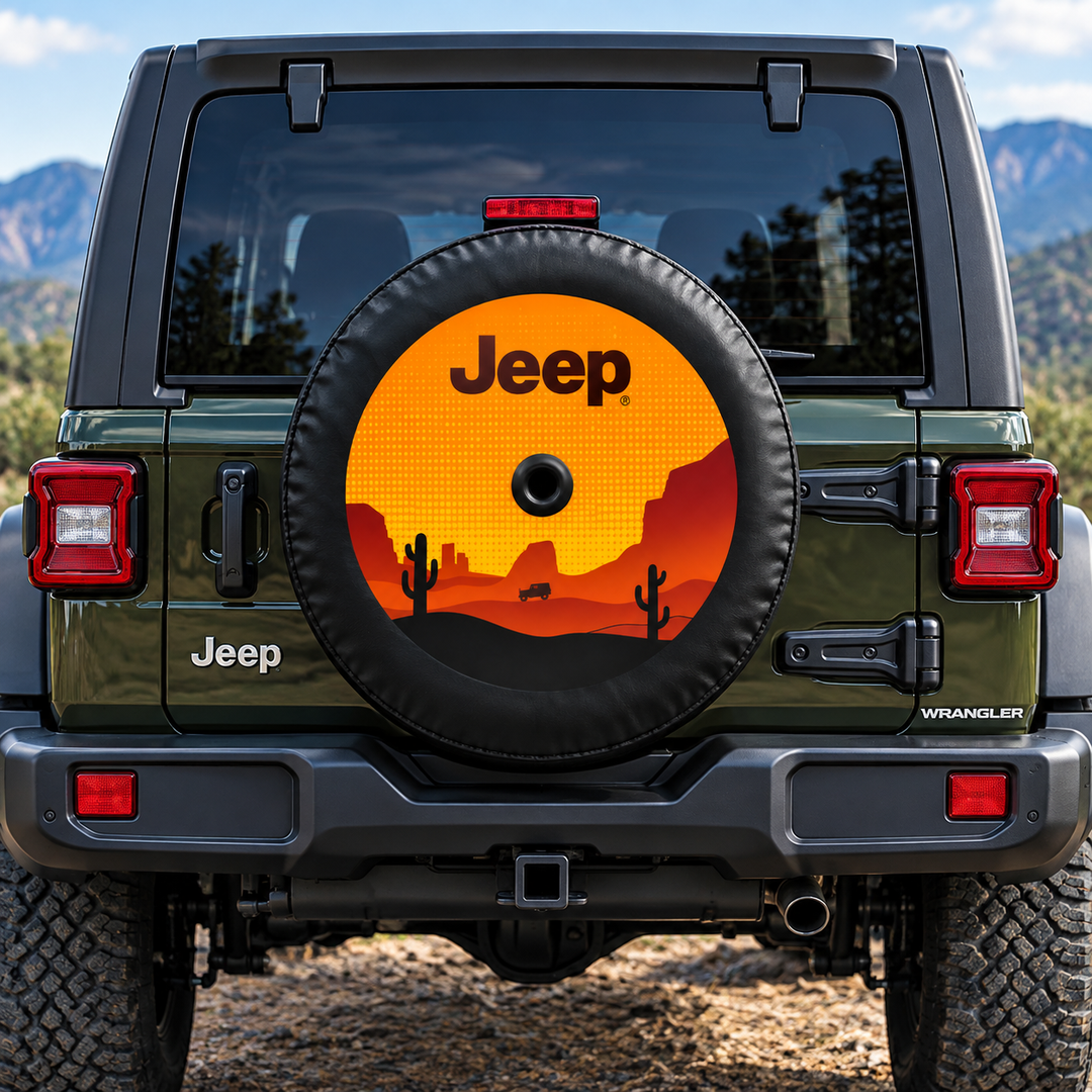 Jeep Wrangler 32-Inch Desert Tyre Cover – Black Vinyl Spare Wheel Cover