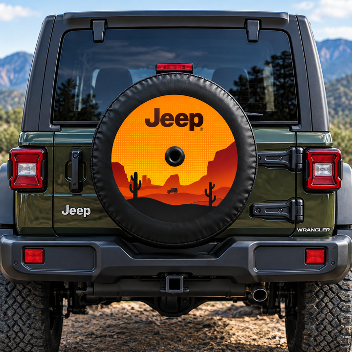 Jeep Wrangler 32-Inch Desert Tyre Cover – Black Vinyl Spare Wheel Cover