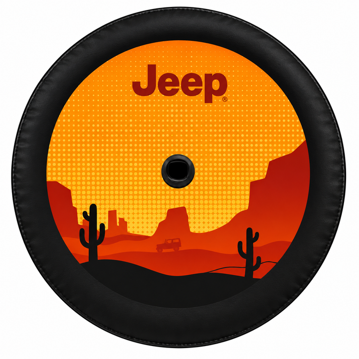 Jeep Wrangler 32-Inch Desert Tyre Cover – Black Vinyl Spare Wheel Cover