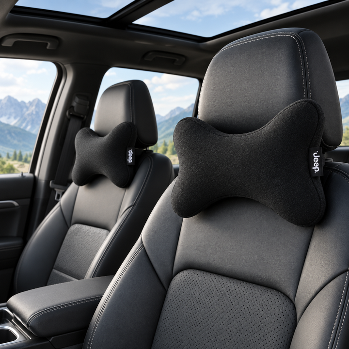 Jeep Suede Neck Rest Bow – Black (Set of 2)