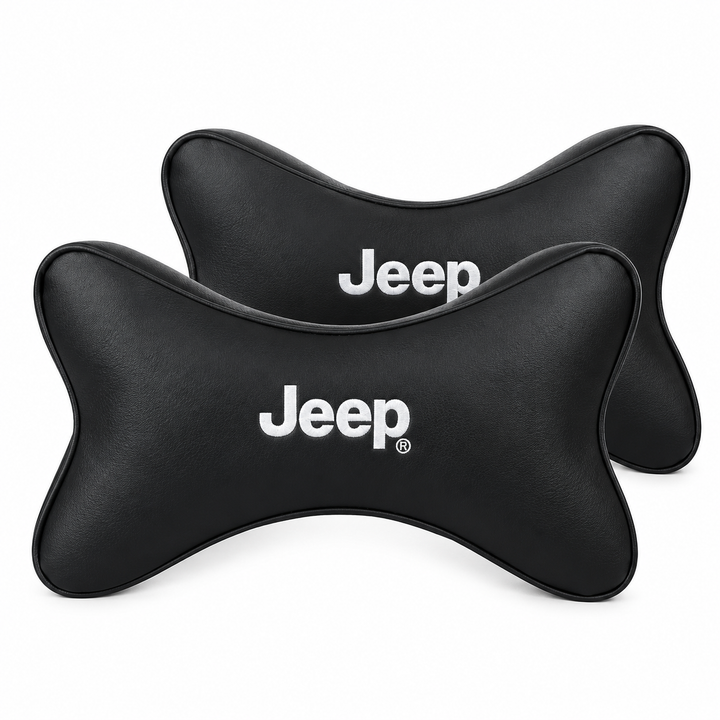 Jeep Black Vinyl Neck Rest Bow – Pack of 2