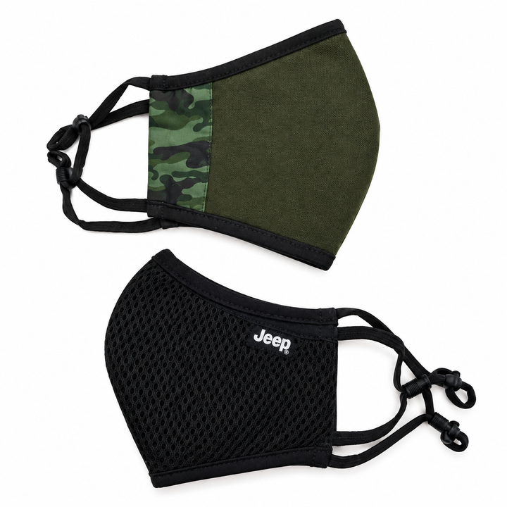 Jeep Unisex Face Mask – Pack of 2 | Olive Green & Black Reusable Masks