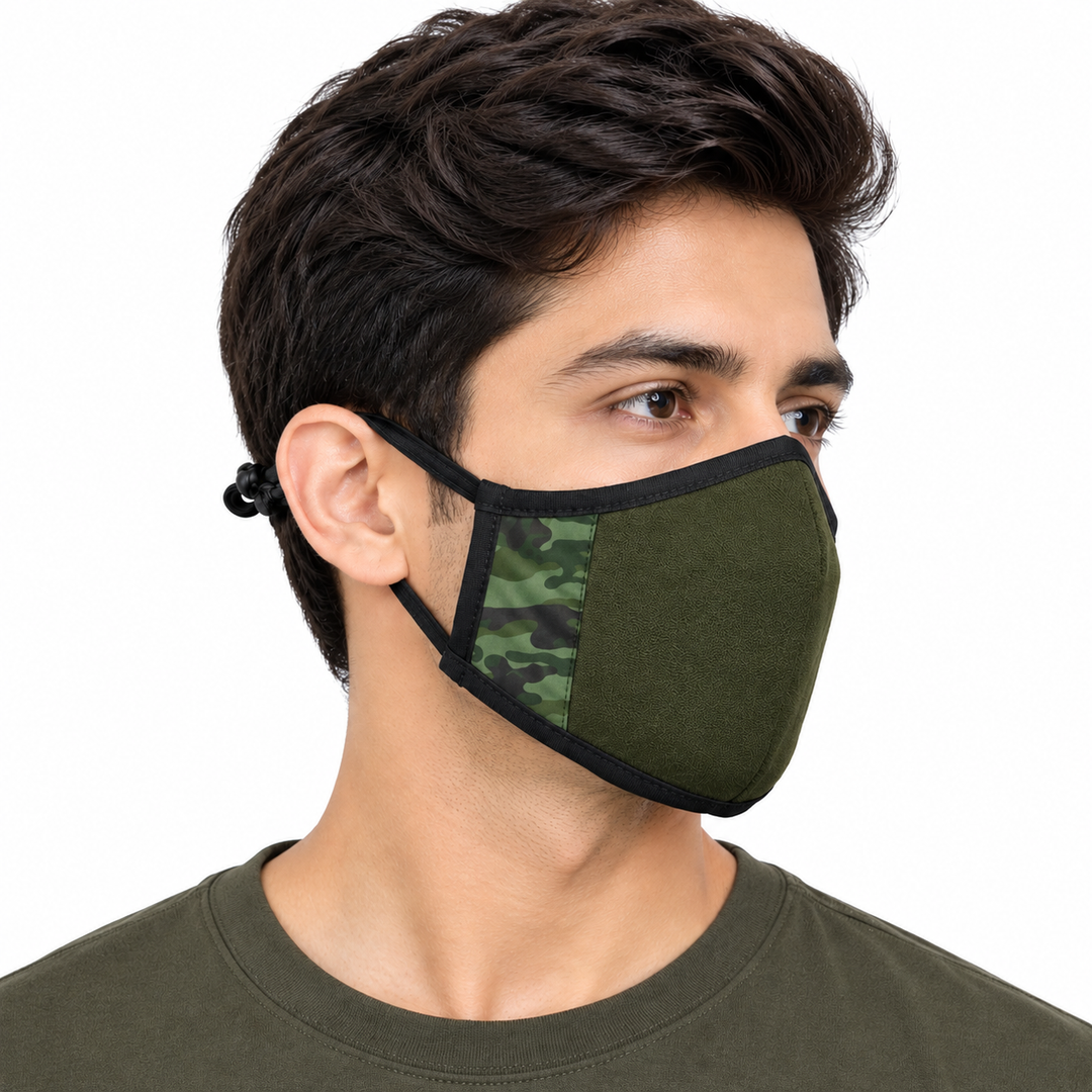 Jeep Unisex Face Mask – Pack of 2 | Olive Green & Black Reusable Masks