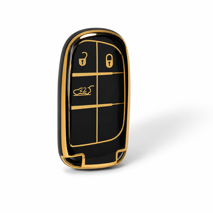 Premium Jeep Key Fob Cover – Black with Gold Accents