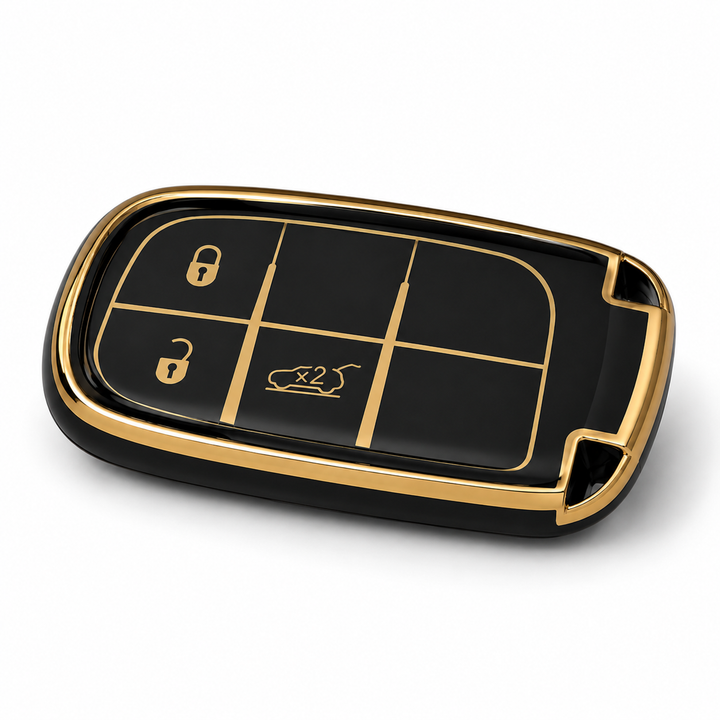Premium Jeep Key Fob Cover – Black with Gold Accents