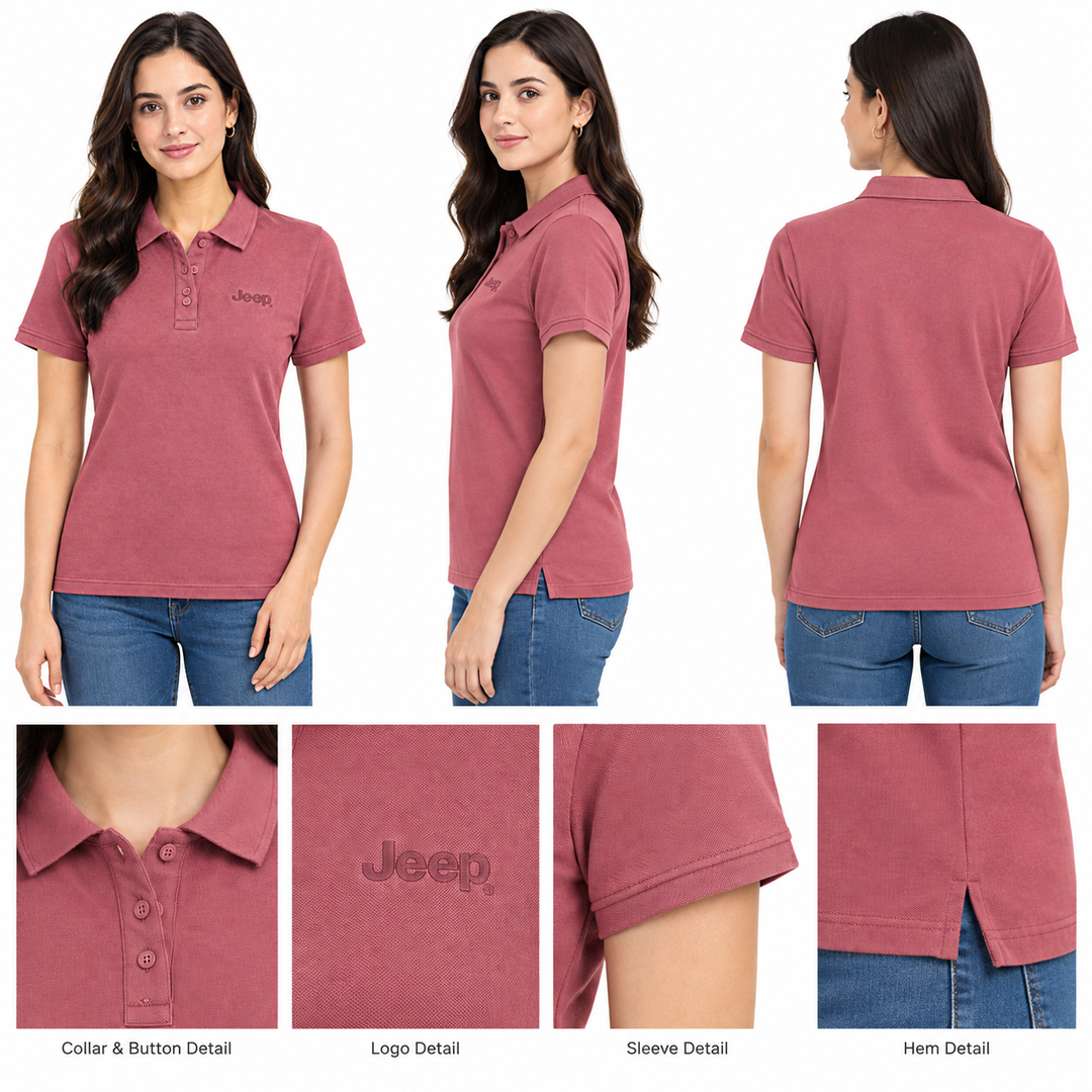 Jeep Urban Polo T-Shirt for Women – Cranberry Pink