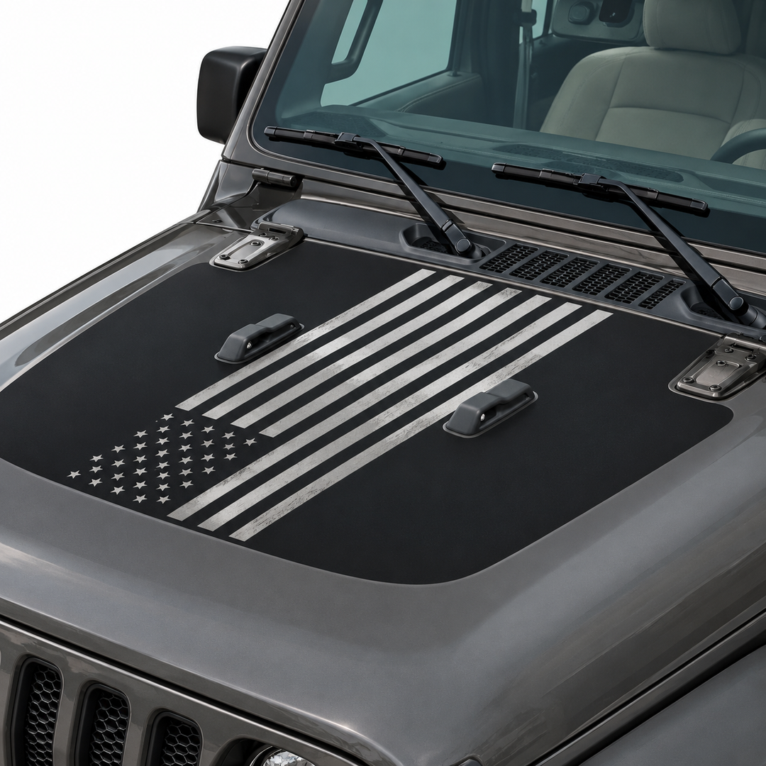 USA Flag Decal for Jeep Wrangler JL (2018+) – American Flag Hood Graphic