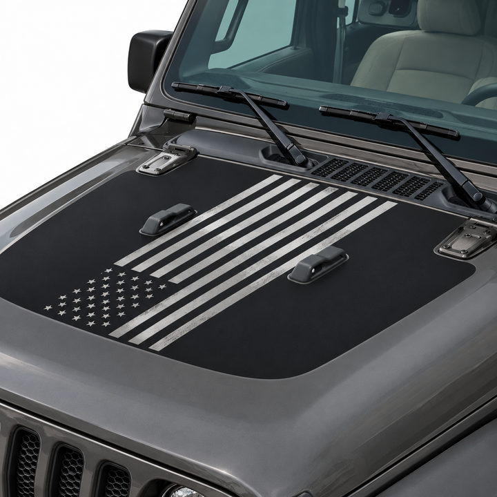 USA Flag Decal for Jeep Wrangler JL (2018+) – American Flag Hood Graphic