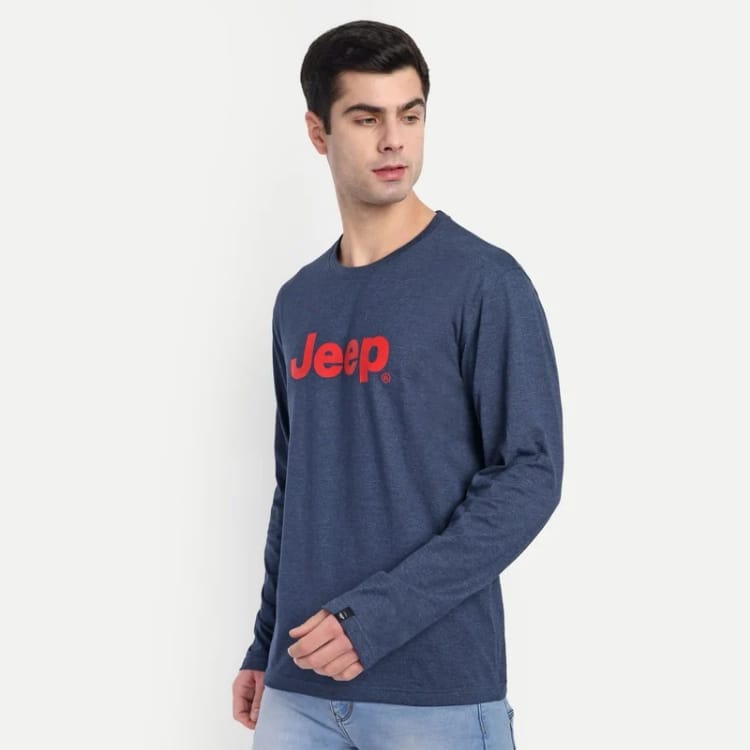 Iconic Print T-Shirt -  Melange Blue