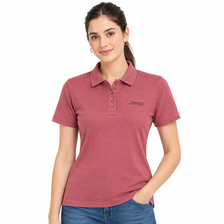 Jeep Urban Polo T-Shirt for Women – Cranberry Pink