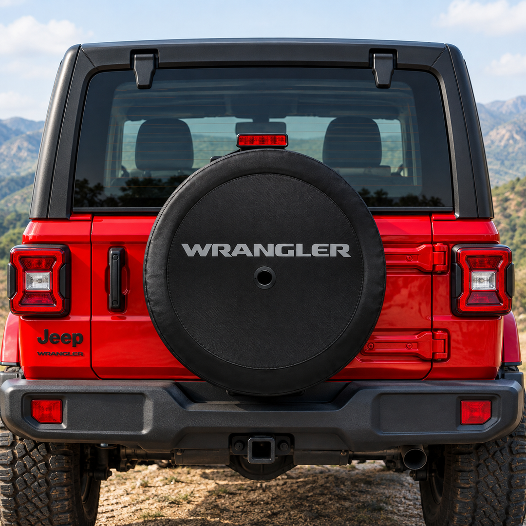 Jeep Wrangler 32-Inch Spare Tire Cover with Wrangler Logo
